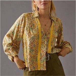 Anthropologie Pilcro‎ Pintuck Peasant Blouse Bohemian European Summer